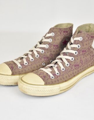 Converse all stars cream and purple high shoes